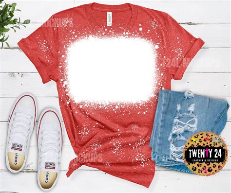 Bella Canvas Heather Red Mockup Bleached T Shirt Mockup Bleached