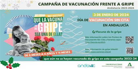 3 enero 2024 Gran jornada de vacunación antigripal infantil SIN CITA