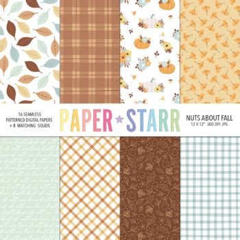 Nuts About Fall Digital Paper And Clipart Set By Paper Starr Tpt