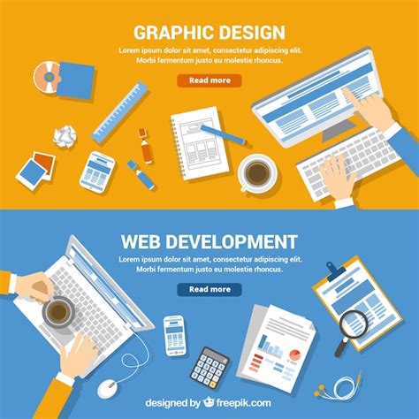 Web Entwicklung Und Grafik Design Banner Kostenlose Vektor