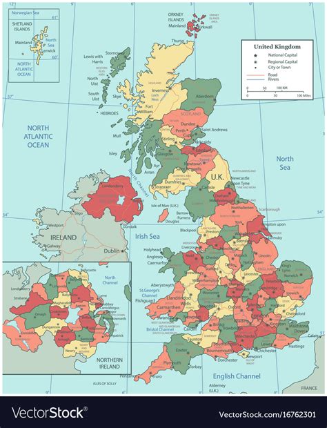 United Kingdom Map With Selectable Territories Vector Image