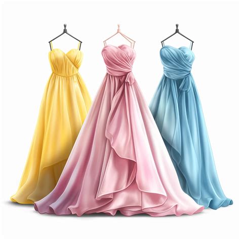 D Illustration Of Prom Dresses Fashion Illustration Clipart