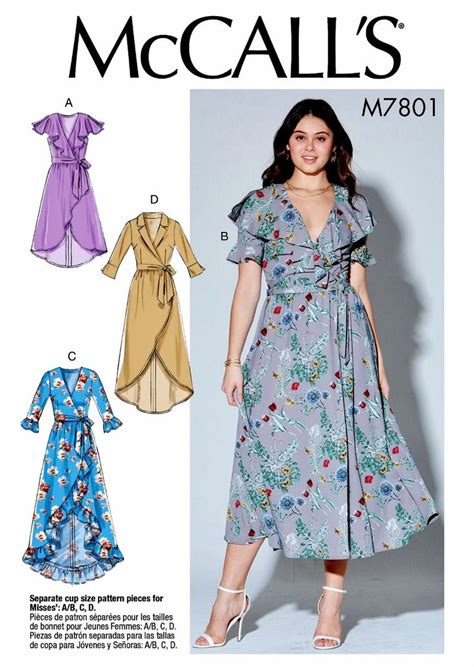 Sewing Pattern Wrap Dress Pattern Lined Wrap Dress Pattern Etsy