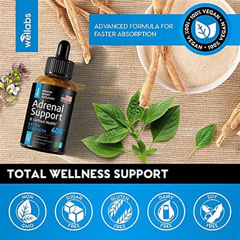 Adrenal Support Supplement Thyroid Health And Cortisol Manager Liquid Vegan Formula Made In