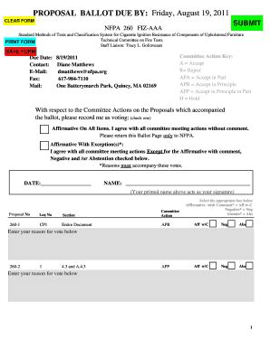 Fillable Online Nfpa Ballot Form Nfpa Fax Email Print Pdffiller