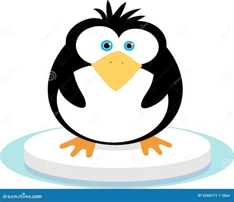 Penguin On Ice Stock Vector Illustration Of Cute Cartoon 5244171