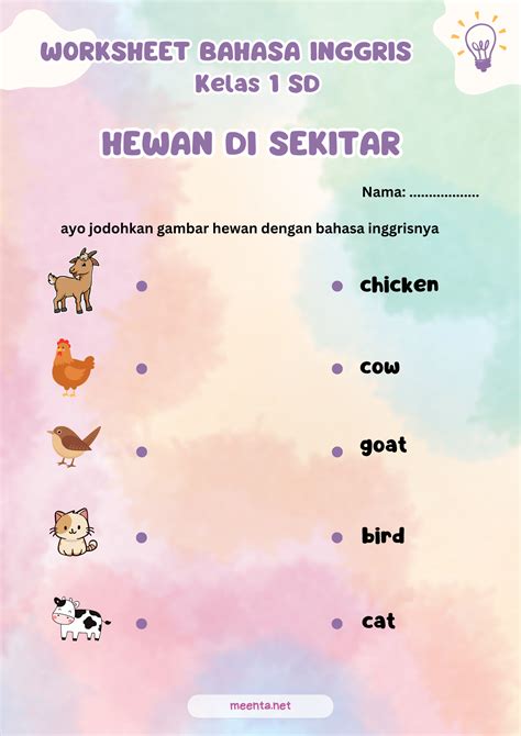 Worksheet Bahasa Inggris Kelas Sd Meenta