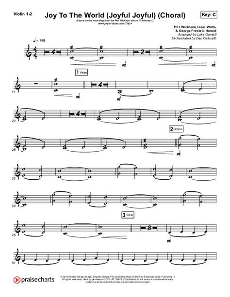 Joy To The World Joyful Joyful Choral Anthem Satb Violin Sheet