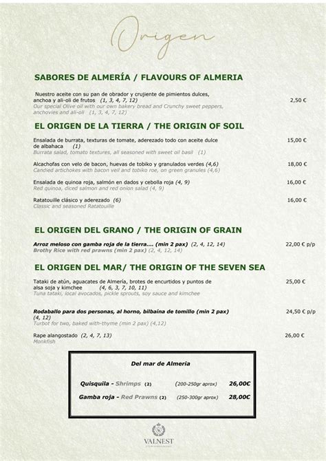 Carte Et Menus Origen Almer A Thefork