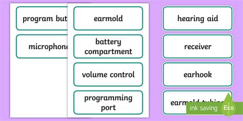 Hearing Aid Word Cards Twinkl