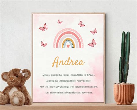 Andrea, Name Meaning, Poem, Nursery Wall Art, Nursery Decor, Gift, Kids ...