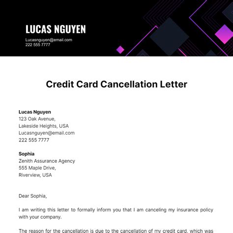 Free Credit Card Cancellation Letter Template To Edit Online