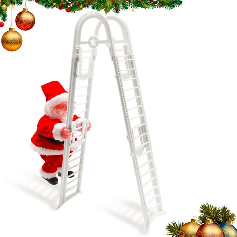 Elegant Choise Electric Musical Santa Claus Climbing Ladder Doll