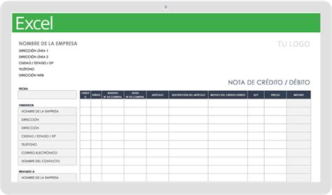 Plantillas Gratuitas De Notas De Crédito Y Débito Smartsheet