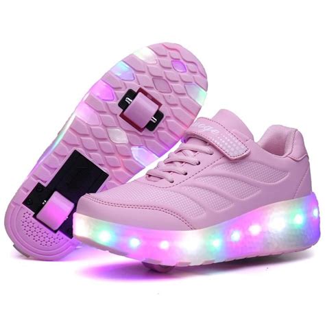 Led light sneakers with double two wheels shoes usb charge 11 5 5 – Artofit