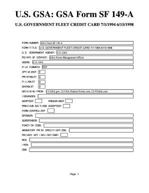 Fillable Online Gsa Form Sf A U S Government Fleet Credit Card