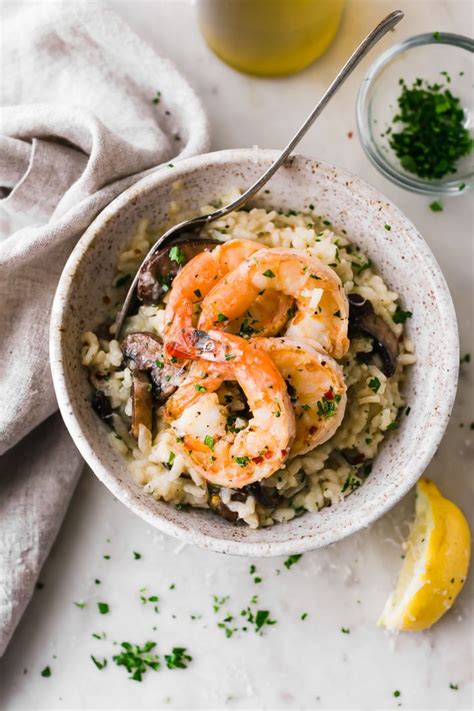 Mushroom Parmesan Shrimp Risotto Recipe | Little Spice Jar