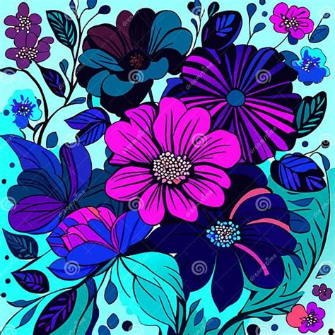 Floral Background With Hand Drawn Flowers And Leaves Vector