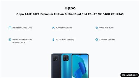 Oppo A16k 2021 Premium Edition Global Dual SIM TD LTE V2 64GB CPH2349