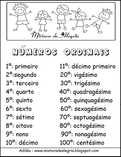 Numerais ordinais Mais Número Ordinal Ordinal Numbers Portuguese