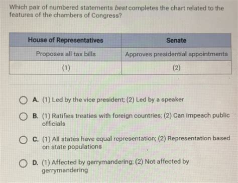 Which Pair Of Numbered Statements Best Completes The Chart Related To