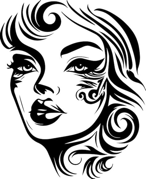 Premium Vector Beautiful Girl Face Tattoo Vector 2