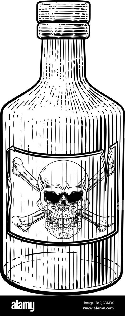 Skull Crossbone Poison Sign Bottle Vintage Woodcut Stock Vector Image And Art Alamy