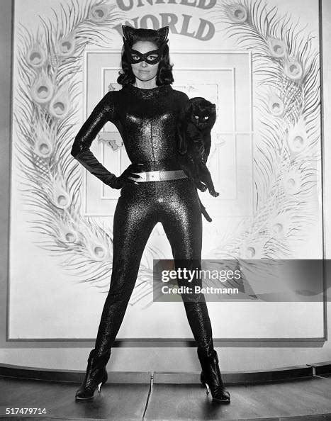 Lee Meriwether posing in her costume for the role of "Catwoman" in ...