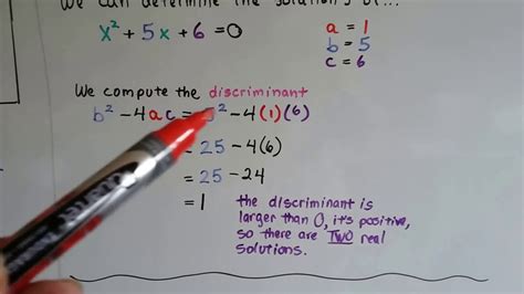 Algebra Ii 84a Discriminant Of Quadratic Formula And Theorem Youtube