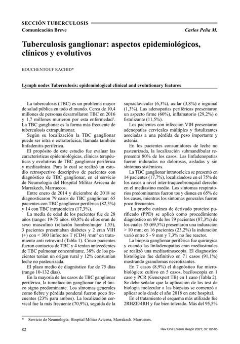 Pdf Tuberculosis Ganglionar Aspectos Epidemiol Gicos Cl Nicos Y