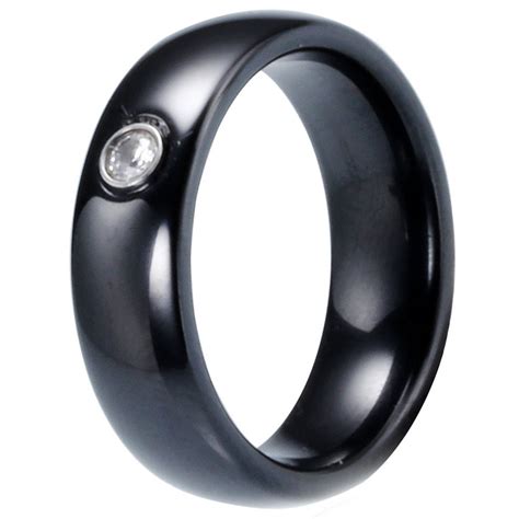 Bague Ceramique Anneau Dome Zirconium BijouxStore Webid 1266