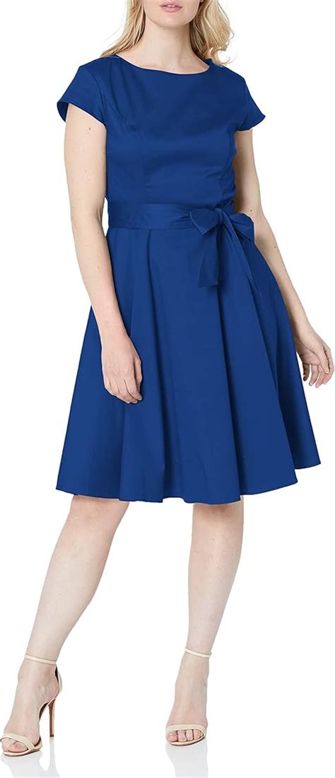 Dressystar Damen Vintage Er Cap Sleeves Dot Einfarbig Rockabilly