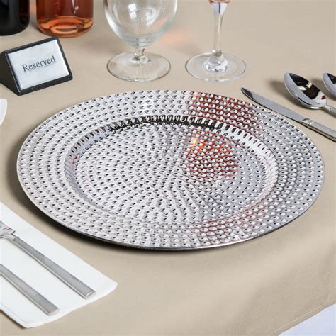 The Jay Companies 1270276 4 13 Round Silver Beaded Plastic Charger Plate