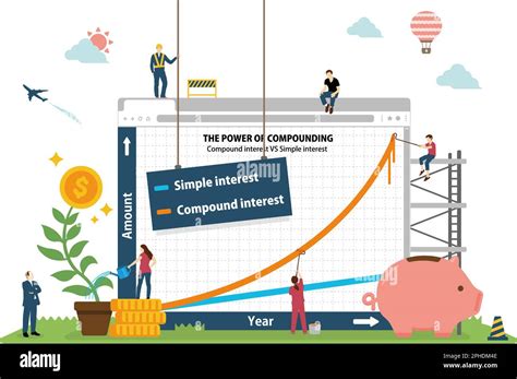 Vector Illustration With The Motif Of The Effect Of Compound Interest Stock Vector Image And Art