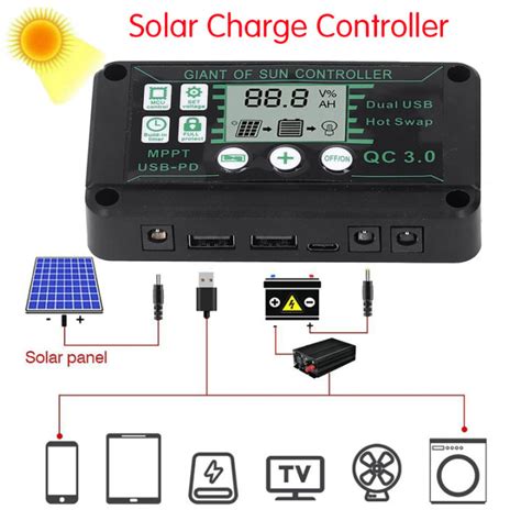 Mppt Solar Charge Controller 10a 20a 60a 80a 100a 12v24v With Dual Usb Waterproof Auto Display