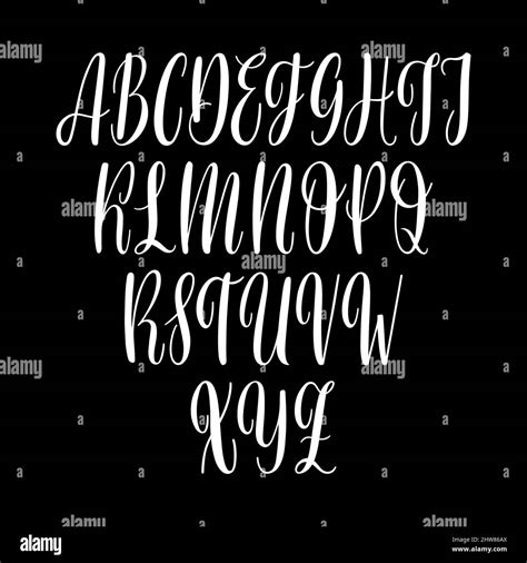 Calligraphic Vector Script Font Upper Case Letters Set Handwritten