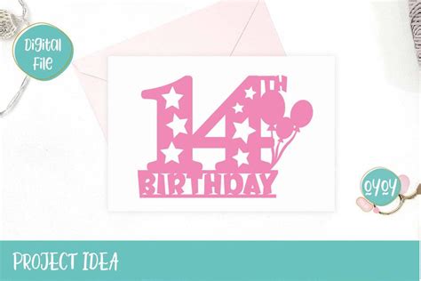 14th Birthday Cake Topper Svg Fourteen Birthday Number Svg So Fontsy