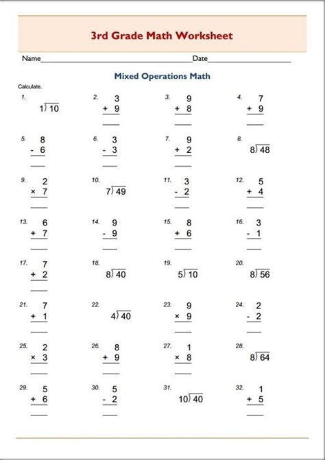 Math Problems For 3rd Graders Free Printable