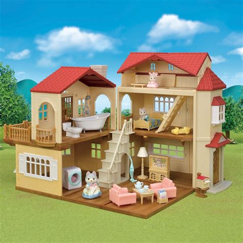 Sylvanian Families House Red Roof Country Home With Secret Attic