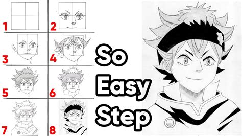 8 Easy Steps To Draw Asta From Black Clover - Easy Tutorial - YouTube