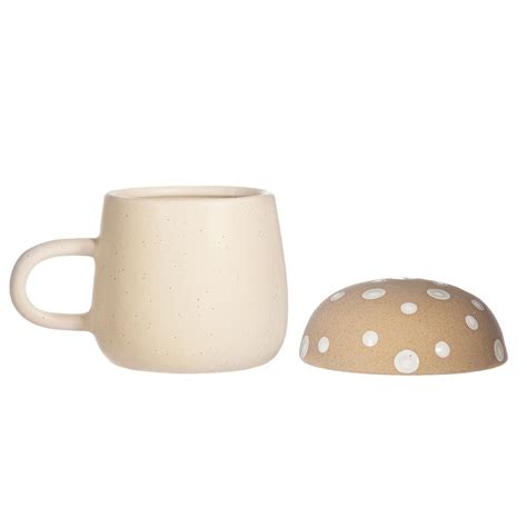 Cream Mushroom Mug With Lid Naturbutiken