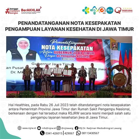 Penandatanganan Nota Kesepakatan Antara Gubernur Jatim Dengan Rs