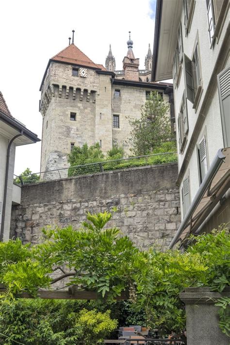 Building And Street At City Of Lausanne Switzerland Editorial Stock