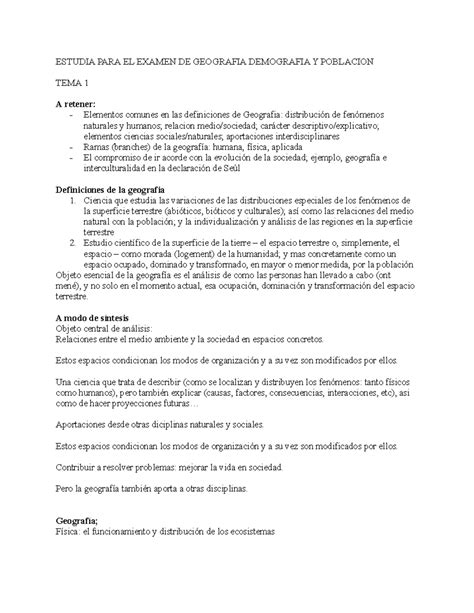 Resume Of Tema 4 5 6 7 ESTUDIA PARA EL EXAMEN DE GEOGRAFIA DEMOGRAFIA