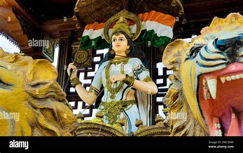 closeup  bharat mata  lions statue stock photo alamy