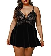 Xakalaka Women Plus Size Lace Bodysuit Teddy Lingerie One Piece