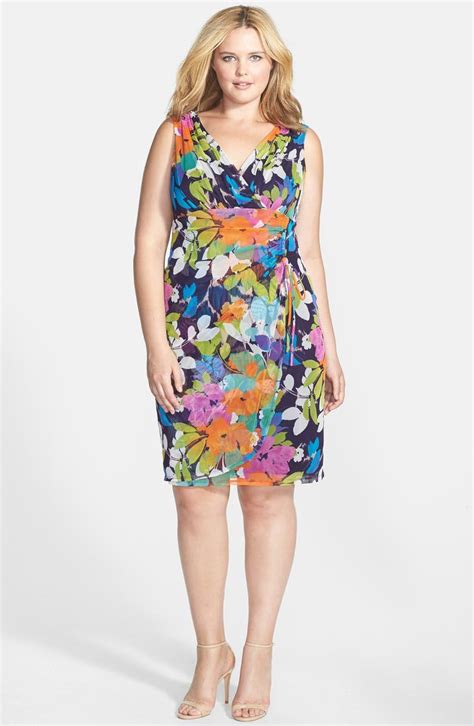 London Times Floral Print Side Ruched Dress Plus Size Nordstrom