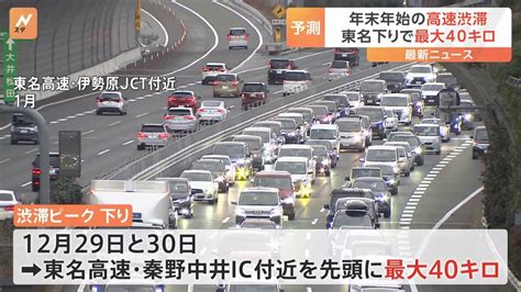 年末年始の高速道路 下りのピークは29日・30日・1月2日 最長で40キロの渋滞 上りは年明け2日と3日にピーク Tbs News Dig