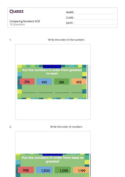 Comparing Amount Worksheets For Nd Grade On Quizizz Free Printable