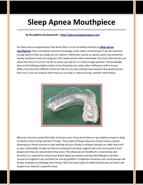 Sleep apnea mouthpiece